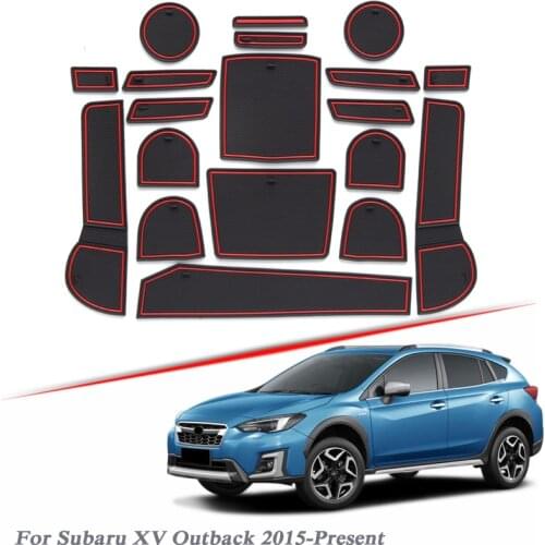 19pcs Car Styling For Subaru XV Outback 2015-Present Latex Gate slot pad Interior Door Groove Mat Non-slip dust Accessories