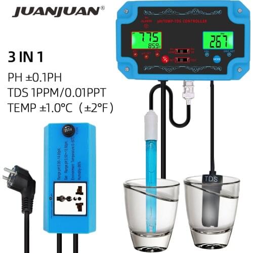 3 in 1 PH TEMP TDS Tester Controller PH-2826 TDS Detector Water Quality Monitor Water Purity Tester for Poor Aquarium 50%off