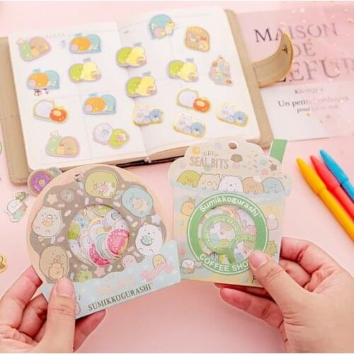 40pcs/set Cartoon Corner Biological Sticker Pack Donuts Milk Tea Diary Album Decoration Sticker Scrapbook Stationery Stickers