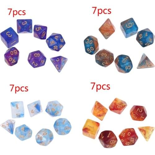 7pcs D4-D20 Acrylic Polyhedral Dice 20 Sided Dices Table Board Role Playing Game for Bar Pub Club Party