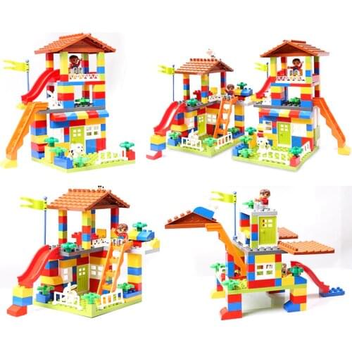 89-178pcs Marble Run Maze Ball Building Blocks Plastic Funnel Slide Assemble Bricks Educational Toy Compatible Big Size Blocks