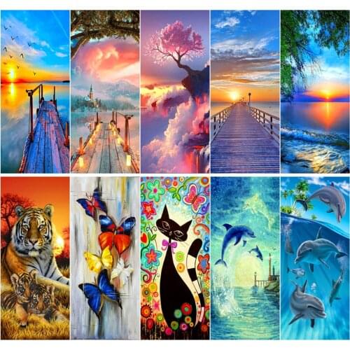 Round full diamond 5D diamond painting animal landscape art mosaic modern decorative painting