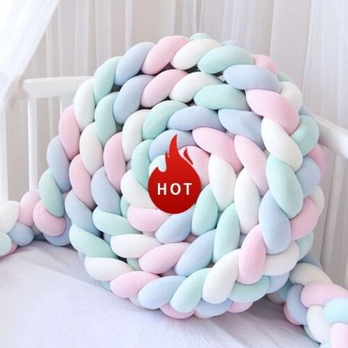 2M/3M Baby Bed Bumper Crib Cushion Knotted Handmade 3/4Strands Soft Pillow Pad Cushion Infant Room Decor Knotted Braid Pillow