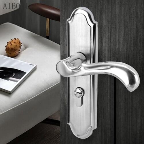 Stainless Steel Panel Lock Mute Fireproof Indoor Door Lock Bedroom Handle Lock Room Door 50 Lock Body Wooden Door Lock
