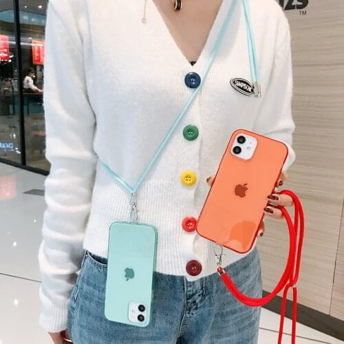Crossbody Lanyard Frosted Clear Case For iPhone 11 Pro Max XS SE 2020 X XR 7 Plus 6S 8 Pluse Hang Shoulder Strap Rope Cover Capa