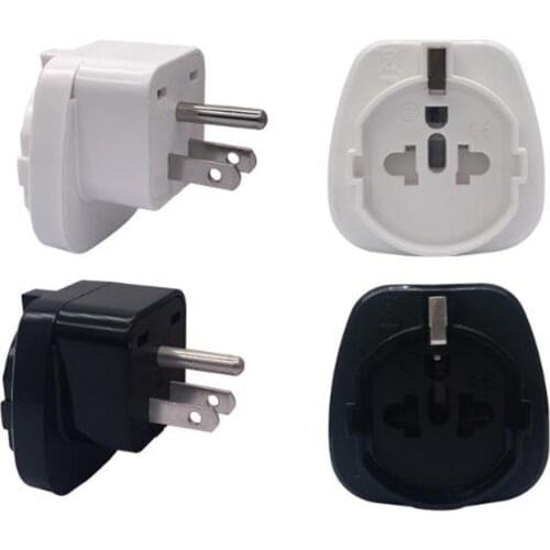 Black white 10A 250V USA 2P+E grounded power adaptor plug AU/UK/US/EU to US travel adaptor plug socket converter embedded Type-B