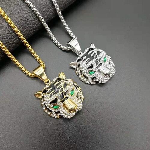 Funmode Hip Hop Stainless Steel Tiger Head Shape Pendant Necklace For Women Men Jewelry Accessories bola de grossess FN144