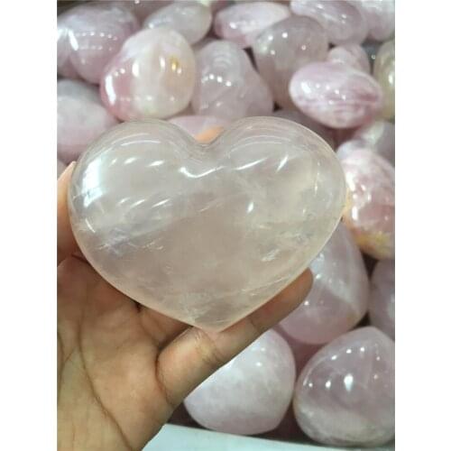 Hot sale large size pretty natural rose quartz polished gemstones heart healing crystals for wedding decoration as gifts