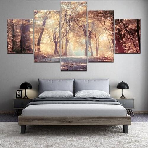 Canvas Modern Wall Art Poster Frame Home Decor HD Printed Painting 5 Panels Autumn Leaves Tree Landscape Modular Pictures