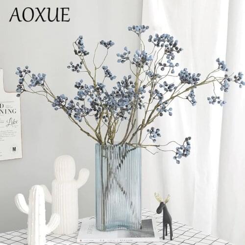 Single American Cranberry Berry Simulation Fake Flower Foam Branch Berry Branch Artificial Berry home Decoration Accessories