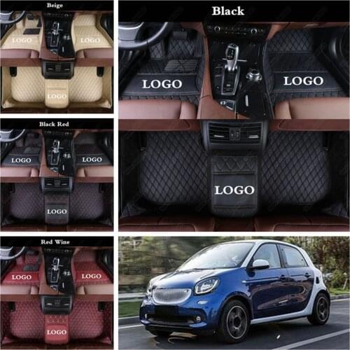 Custom Made Car Floor Mats for Smart Fortwo Forfour Leather Car Accessories Anti Dirty Pad Car Foot Mats Automobile Carpet Cover