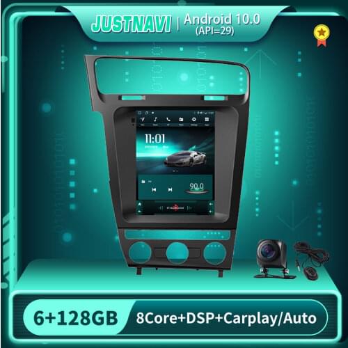 JUSTNAVI GPS Android 10.0 For Volkswagen Golf 7 2014-2018 Tesla Style Car Radio Multimedia Video Player Navigation BT 6G 128G