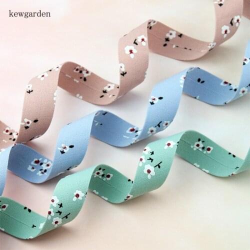 Kewgarden Print Plum Blossom Fabric Flower Layering Cloth Ribbon 1.5" 1" 3/8" 40 10 25mm DIY Bow Accessories Handmade Tape 10M