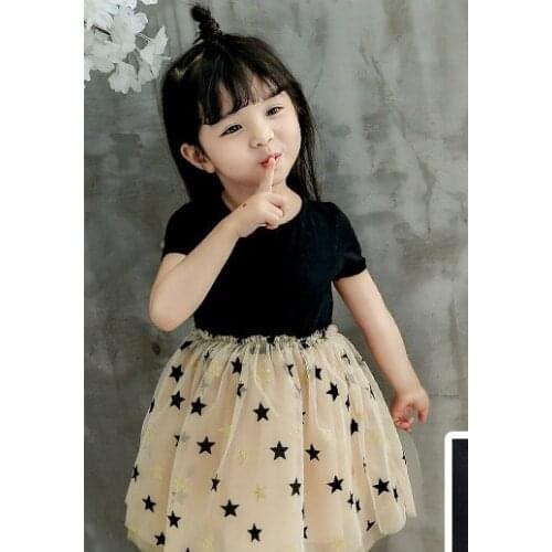 Fashion influx girls dresses fashion stitching new summer dress childrens foreign fluffy in the childrens girls