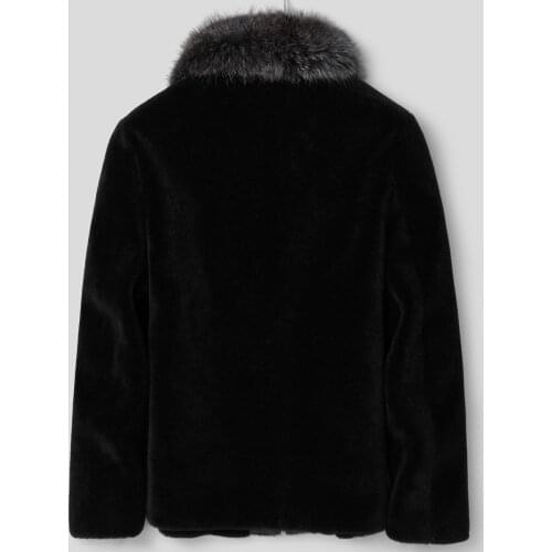 100%Wool Winter Men Real Sheep Shearling Coat Raccoon Fur Collar Short Jacket LSY088305 MY1385