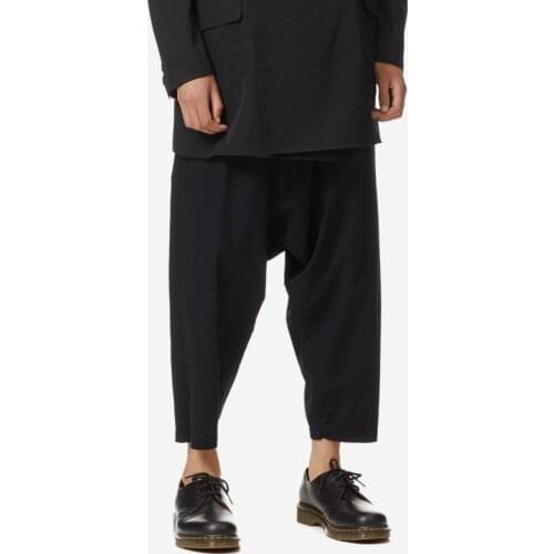 Mens new hairstylist fashion trend hip-hop street style drawstring knickerbockers harem pants plus-size show attire