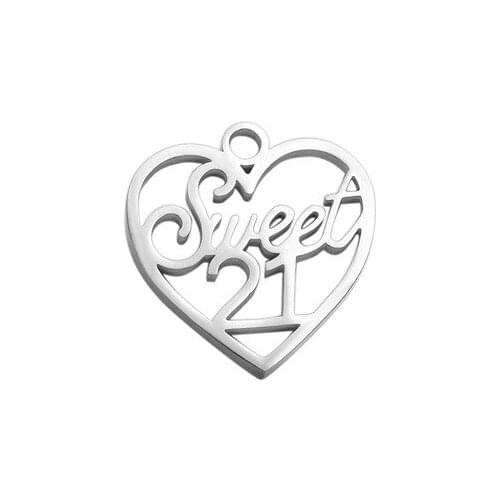 BULK 30pcs Stainless Steel 21th birthday gifts for Her Number 21 DIY birthday Jewelry Making 2cm