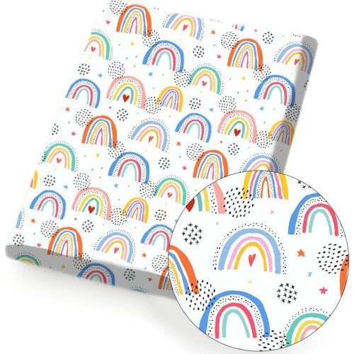 Polyester Cotton Fabric Color Rainbow Printed Back To Schlool Theme Fabric Sewing Cloth Home Textile Garment 45*150cm 80g/pc