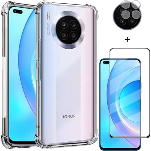 Transparent Case For Honor 20 Pro bumper Case + Glass+Camera, Soft silicone Cover Huawei Honor20 10i 10 20 lite Shockproof Case