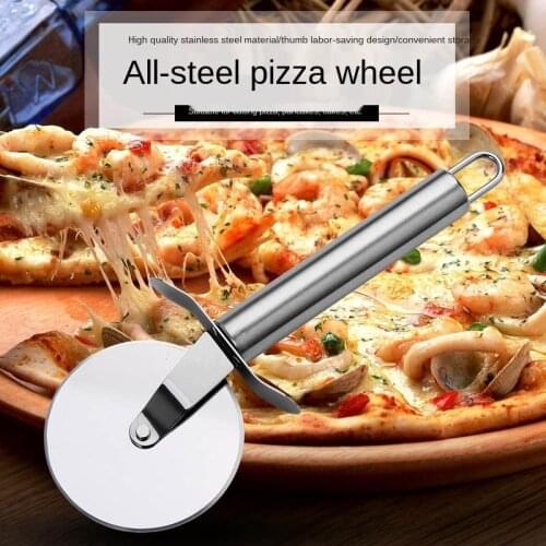 All Stainless Steel 430 Pizza Cutter Single Wheel Hob Baking Tool Creative Kitchen Utensils Gadgets for Home