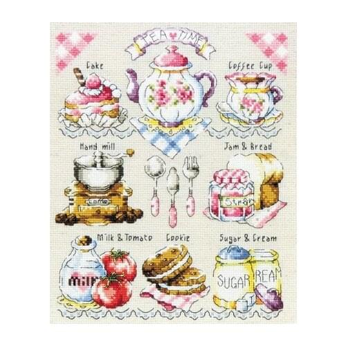 Counted Cross Stitch 14CT Canvas European Pattern West Tableware Cartoon Cross-stitch Embroidery Set Needlework With Sewing Kit