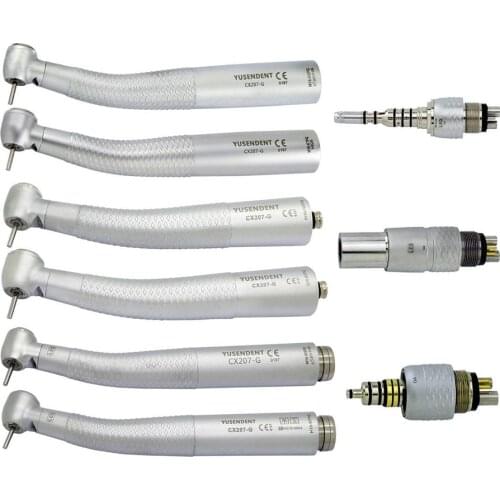 Dental LED Fibre Optic High Speed Handpiece CX207-G Dental Air Turbine Coupling 6Holes Coupler/Adaptor COXO YUSENDENT