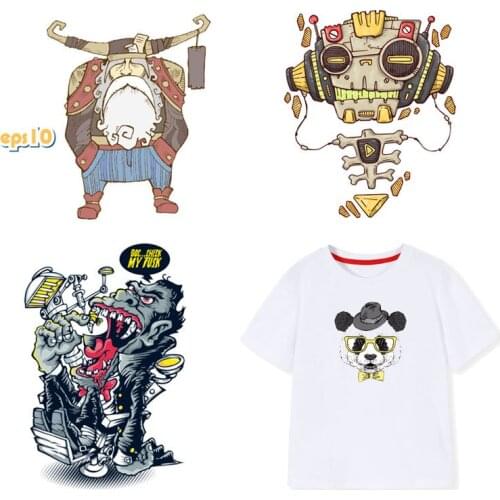 Iron on Animal Patch Fashion Robot Monster Patches for Clothing Sticker on Clothes Heat Transfers Applications DIY Appliques DIY