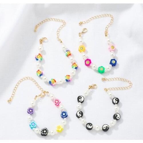 AIDE 2021 Trend Summer Flower Style Gold Plating Bracelets For Women Colorful Charm Bracelet Fashion Jewelry Pendientes Amband