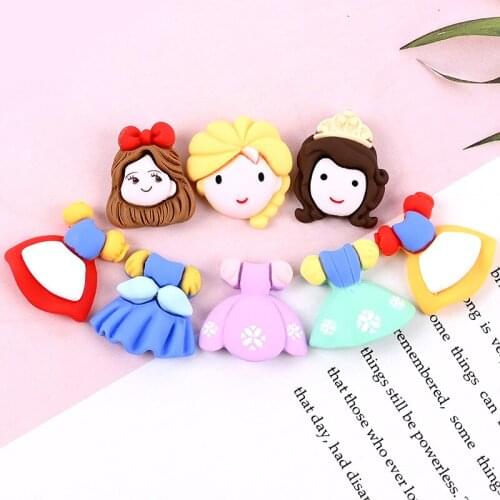 10 Pcs Mix Princess Dress Planar Resin Embellished Scrapbook DIY Crafts Toys Phone Shell Patch Hair Accessories Jewelry Ornament