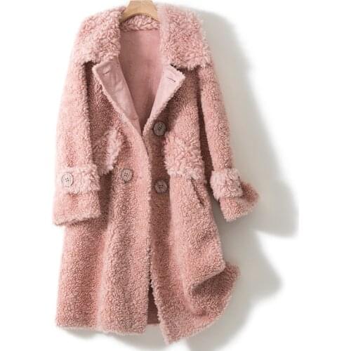 100% Genuine Wool Fur Coat Korean Simple Female Jacket Autumn Winter Coats and Jackets Women Warm Womens Clothing Ropa Zjt822