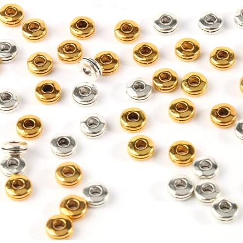 100 pcs Fashion Metal Beads Antique Gold Plated Round Alloy Beads for Jewelry Making Supplies Accessories DIY Bracelet 5*3mm