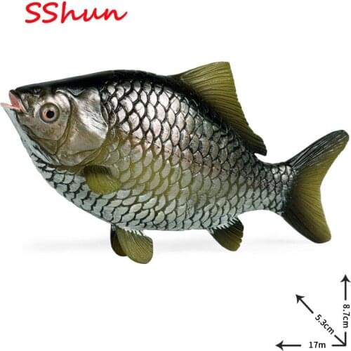17*5.3*8.7cm New freshwater fish crucian carp children simulation animal model toy ornamental fish marine plastic ornaments