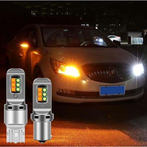 1X Dual Color BAU15S BA15S 1156 p21w py21w 1157 BAY15D 3157 LED Bulb 3535 12LED T20 7443 7440 w21w wy21w Auto Turn Signal Lights