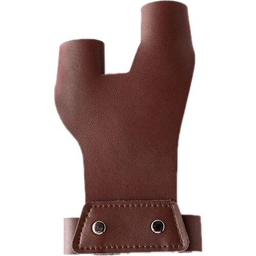 2 Fingers Cow Leather Traditional Archery Bow Gloves Tip Protector for Outdoor Hunting Shooting Left Hand RW