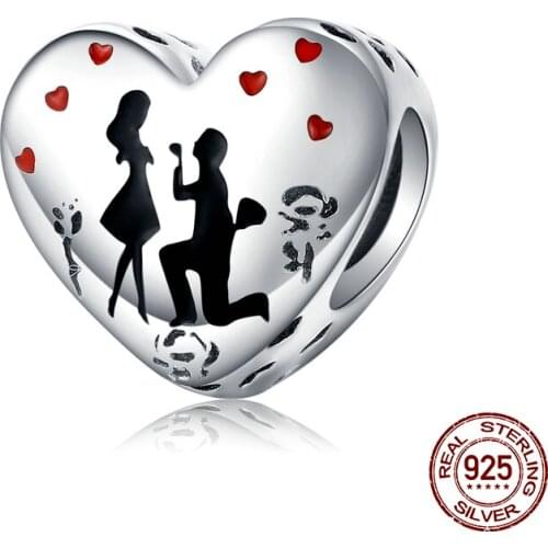 2020 new 925 sterling silver marry me heart shaped charm fit original bracelet beads woman bangle jewelry DIY gift pendant