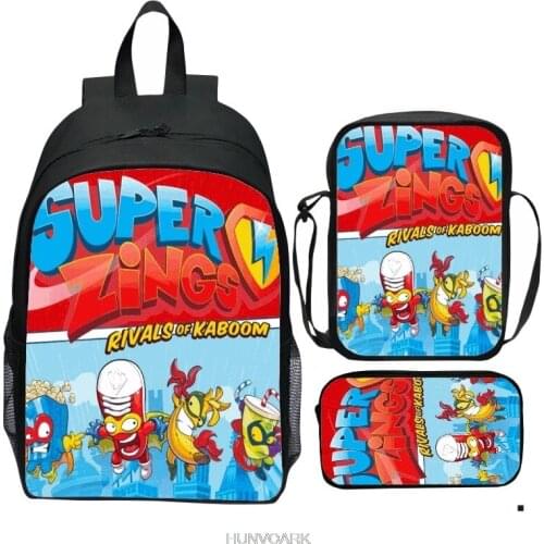 3Pcs/Set 16 Inch Backpack Printing 3D SuperZings Kindergartens for Backpacks Kids Baby School Bags Children Schoolbag Boys Girls