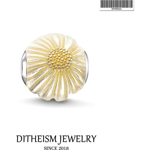 DIY Beads Daisy Flower Charm 5mm Hole,2018 New Fashion Silver Jewelry Trendy Gift For Women Girl Fit Bracelets Necklace Choker