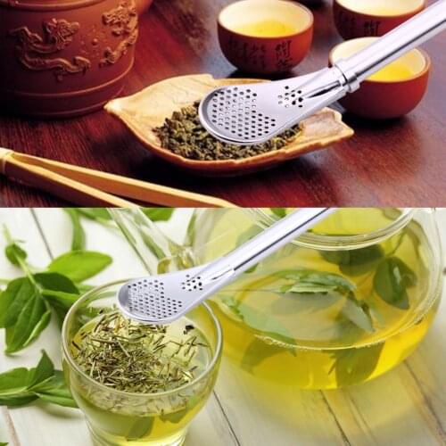 Tea Infuser Filter Yerba Mate Tea Straws Stainless Steel Drinking Straw Filter Spoon Bombilla Gourd Tea Tools Bar Accessories