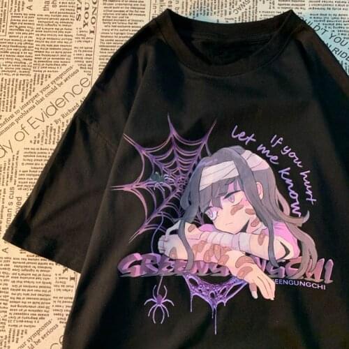 Mikan Tsumiki Anime Print Kawaii Sweet Girls Japan Cartoon Punk Streetwear Harajuku Casual Top Goth Vintage E-Girl Women T-shirt