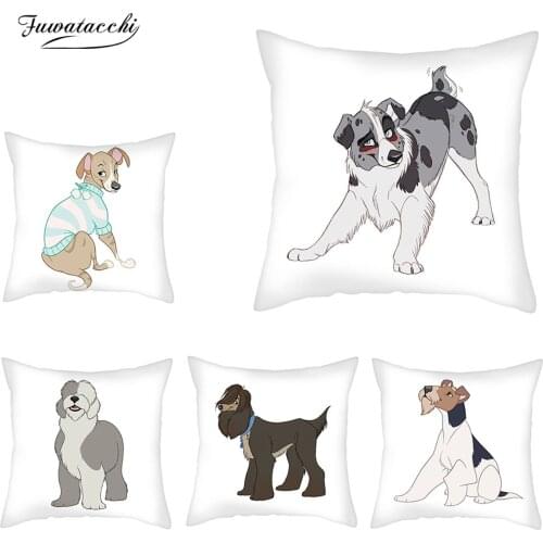 Fuwatacchi Cartoon Dog Picture Printed Pillow Case 45*45cm Sofa Soft Cushion Cover Polyester Home Decor Pillowcases Dropshipping