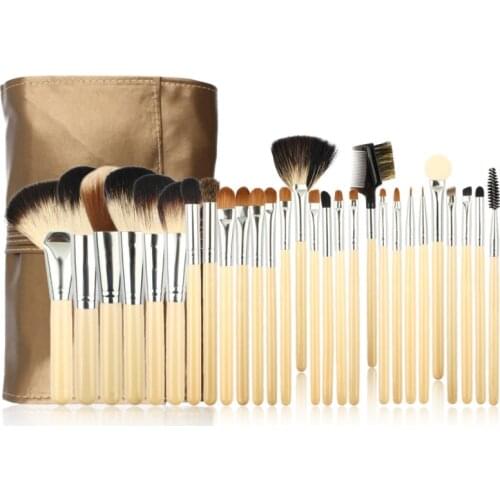 Hot selling 28pcs coffee goat synthetic hair powder brush blash make up brush kits cosmetic tools set