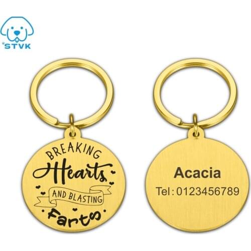 Personalized Dog Cat Tag Stainless Steel Name Engraved ID Tags For Pet Collar Anti-Lost Pet Nameplate Pendant Free Engraving