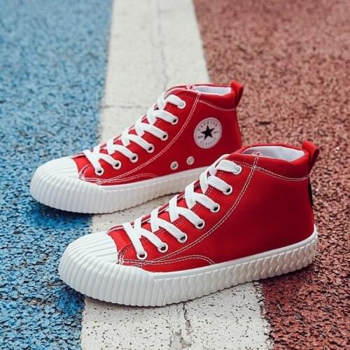 High Top Platform Canvas Shoes For Women Lace Up Lady Casual Skateboarding Sneakers Female Breathable Leisure Footwear PW047