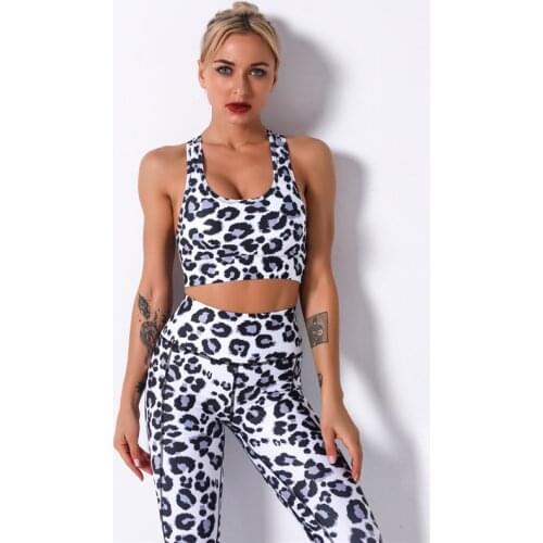 Leopard Printing Yoga Suit Women Tracksuit 10 Style Colorful Printing Sets High Waist Leggings Push Up Bra Mujer Fitness Gym Set