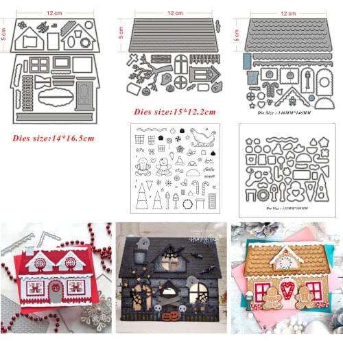 Halloween Haunted Houses Metal Cutting Dies for DIY Scrapbook Album Paper Card Decoration Crafts Embossing 2021 New Dies