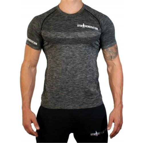 Mens training t-shirts stretch quick-dryin tight tee Gyms Fitness Bodybuilding O-Neck short sleeve Fashion Jogger sweatshirts