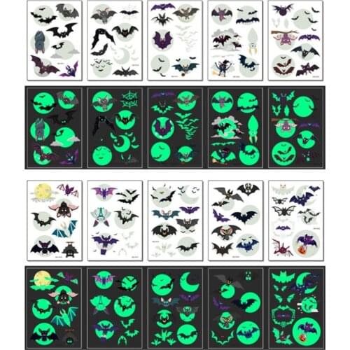 10pcs Halloween Tattoo Stickers Luminous Child Kid Temporary Fake Tattoos Glow Paste on Face Arm Leg for Children Body Sticker