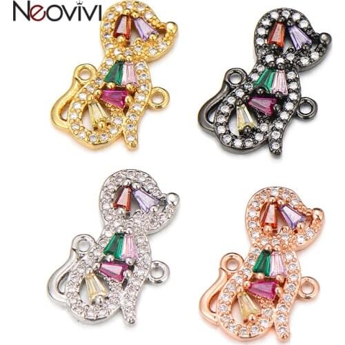 Neovivi Cute Dog Charms Micro Pave Zircon Charms Animal CZ Beads for Jewelry Making Bracelet DIY Kids Gift Wholesale Accessories