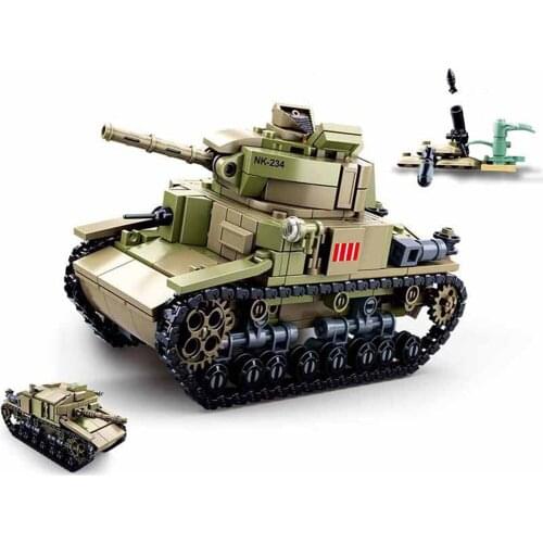463Pcs 2 Changes M13/40 Tank Model Educational Building Blocks Toys For Boys DIY Birthday Gift Small Bricks Sluban 0711