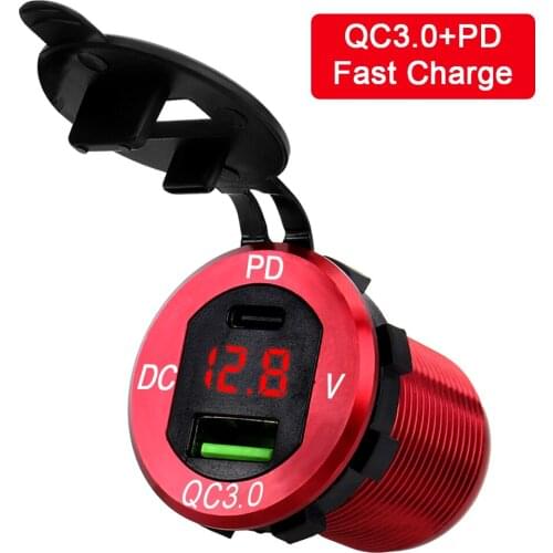 PD Type-C QC3.0 Charger Socket Power Outlet Adapter 40W 12-24V USB Quick Charge For Car RV Truck Motorcycle Yacht